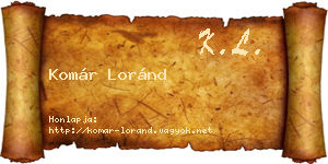 Komár Loránd névjegykártya